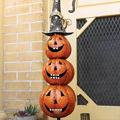 Stacked Metal Jack-O-Lanterns Image 1