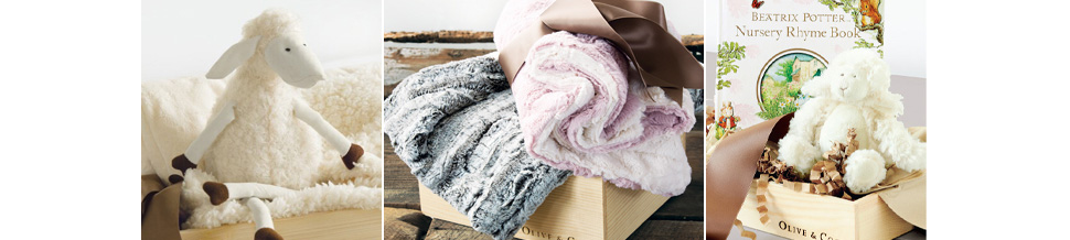 How to choose the perfect baby gift Olive & Cocoa's collection of high end baby gifts
including luxury baby blankets and toys