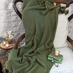 Evergreen Tasseled Knit Throw Image 1
