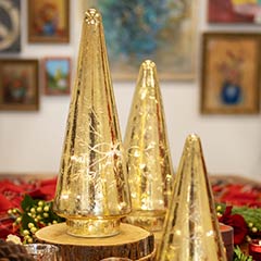 Gilt Snowflake Lit Trees Image 4