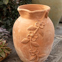 Blooming Vines Terracotta Vase Image 2