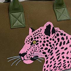 Beaded Jaguar Canvas Tote Image 5